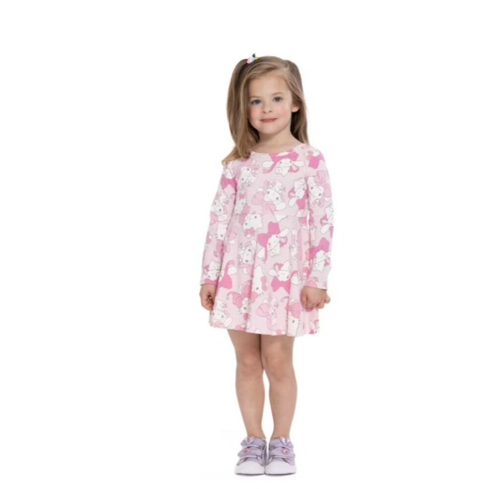 Cute Hello Kitty Long Sleeve Twirl Dress With Bows & Characters 18M Made In Camb